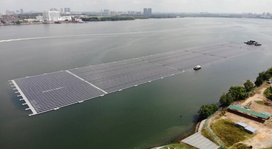 A floating solar panel photo.