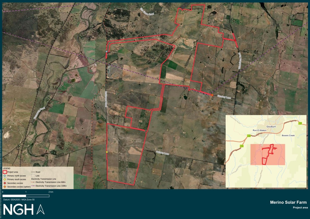 Map of Merino Solar Farm site