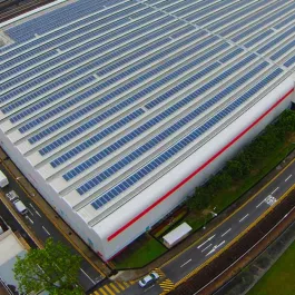 Top view image of the solar panels of SMRT Bishan Depot in Singapore.