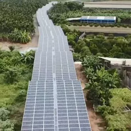 Top view image of the solar panels in the Pingtung Canal in Taiwan.