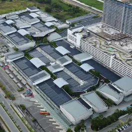 Top view image of the solar panels of the RLSS Design Village in Malaysia.